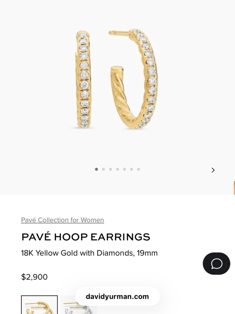 David Yurman Gold Pavé Hoop Earrings - Picture 3 of 3
